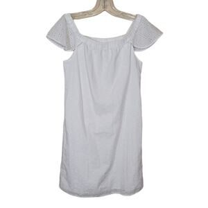 J. Crew Factory Eyelet Lace Mini Dress Off-Shoulder Fully Lined White Size XS